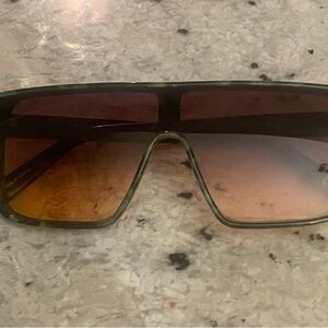 Prive Revaux shield sunglasses, army green, camo, brown lens